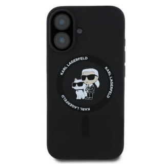 Husa pentru iPhone 16 Plus Karl Lagerfeld Silicone Ring MagSafe (KLHMP16MSCMKCRHK) KarlChoupette, Black