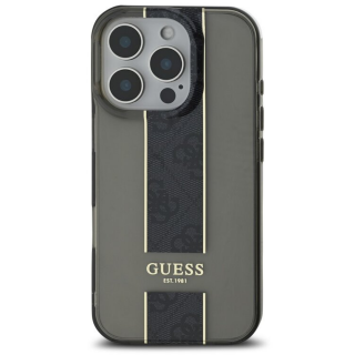 Husa pentru iPhone 16 Pro Guess IML Middle 4G Stripe, Black