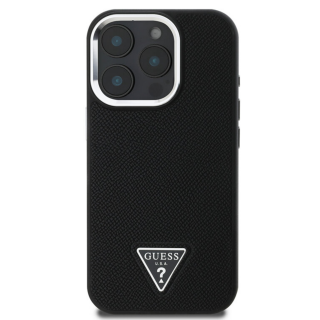 Husa pentru iPhone 16 Pro Max, Guess PU Grained Triangle Logo, Black