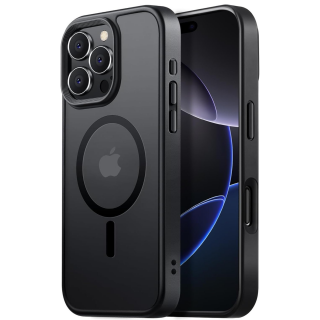 Husa pentru iPhone 16 Pro Max, MagSafe, Drop Resistant Shockproof, Matte Skin Black