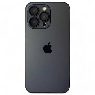 Husa pentru iPhone 16, Sticla si Silicon cu Protectie Lentile Camera, Negru Grafit - Mat
