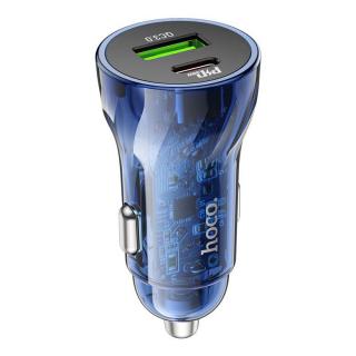 Incarcator Auto Z47A hoco. Fast Charging, Dual Output PD30W+QC3.0, Crystal Blue