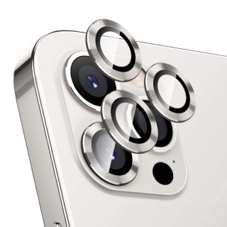 Protectie Camera Metal Style Silver pentru iPhone 16 Pro Max