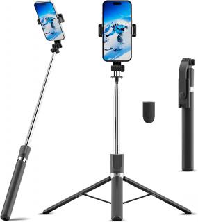 Selfie Stick si Suport trepied stabil si compact cu telecomanda Bluetooth (S05), 100cm - Black