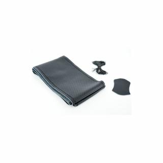 Husa pentru volan din piele perforata, universala, marimea M 41cm, culoare negru + ata neagra si ac