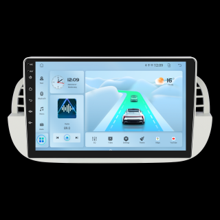 Navigatie FIAT 500 (2007-2015), Android 12, 2GB RAM 32GB, DSP, Carplay si Android auto, ecran 9 inch alb