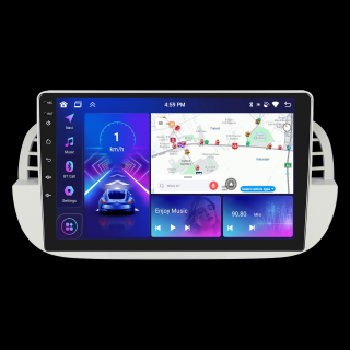Navigatie FIAT 500 (2007-2015), Android 13, 4GB RAM 64GB, DSP, Carplay si Android auto, ecran 9 inch alb