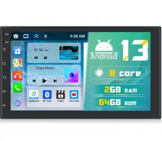 Navigatie GPS 2DIN Universala, Android 13 2GB RAM 64GB ROM, CarPlay si Android Auto WI-FI, Ecran 7 inch