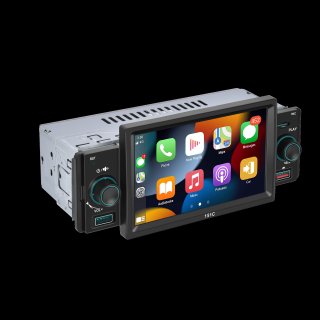 Navigatie MP5 Player Auto 1DIN Universal, CarPlay si Android Auto, Bluetooth, 2X USB frontal si Slot Card Micro SD, RCA Subwoofer, ecran 5 Inch
