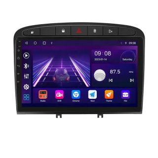 Navigatie Peugeot 308 408 (2006-2014) cu Android 12, 8 GB RAM 128 GB ROM DSP, SLOT CARTELA 4G ecran 9 Inch,Carplay si Android Auto