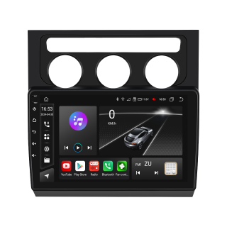 Navigatie Touran 1 (2003-2010) cu Android 12, 8GB RAM 128GB ROM, SLOT SIM 4G, DSP, CarPlay si Android Auto Wi-fi, Youtube, Waze, ecran HD 10.1 Inch Rama Neagra