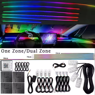Set 18 in 1 Lumini Ambientale RGB Symphony ,   Iluminare LED Auto, Control prin Aplicatie, Sincronizare cu Muzica, 12V