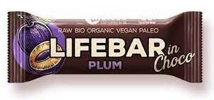 Baton RAW cu prune in ciocolata BIO - 40g Lifebar