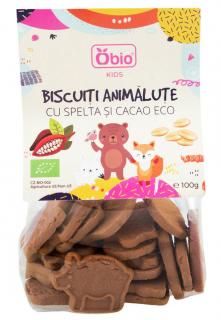 Biscuiti animalute cu spelta si cacao BIO 100gr Obio