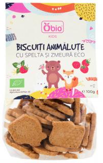 Biscuiti animalute cu spelta si zmeura BIO 100gr Obio