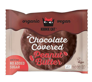 Cookie invelit in ciocolata cu crema de arahide fara gluten BIO, 50gr Kookie Cat