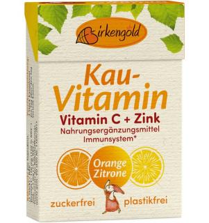 Guma naturala cu xylitol vitamina C si zinc 28gr Birkengold