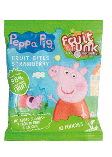 Gustare de fructe cu capsuni Peppa Pig fara zahar 10x10gr Fruitfunk