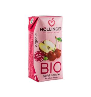 Suc de mere si visine BIO, cu pai, 200ml Hollinger