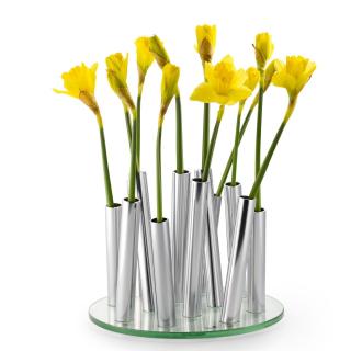 Vaza Philippi germana cu tuburi din aluminiu pe sticla, model Bouquet pajiste inflorita