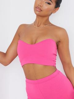 Crop Top Roz Fucsia Fara Bretele