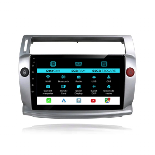 Navigatie Android Dedicata Citroen C4 (2004-2009), 9Inch, 4Gb Ram, 64Gb Stocare, Carplay
