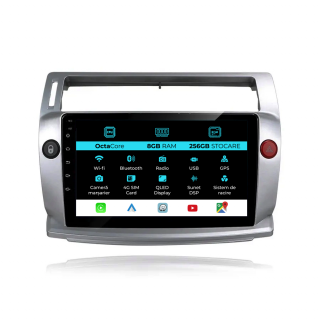 Navigatie Android Dedicata Citroen C4 (2004-2009), 9Inch, 8Gb Ram, 256Gb Stocare, Carplay