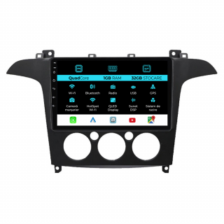 Navigatie Android Dedicata Ford S-Max (2006 - 2015) 9Inch, 1Gb Ram, 32Gb Stocare, Carplay, Clima manuala