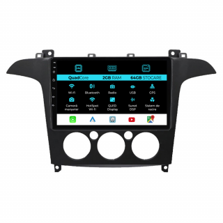 Navigatie Android Dedicata Ford S-Max (2006 - 2015), 9Inch, 2Gb Ram, 64Gb Stocare, Carplay, Clima manuala
