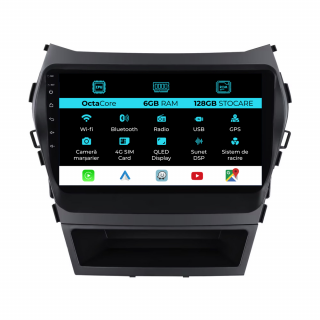 Navigatie Android Dedicata Hyundai IX45 SantaFe (2013 - 2017) 9Inch, 6Gb Ram, 128Gb Stocare, Carplay