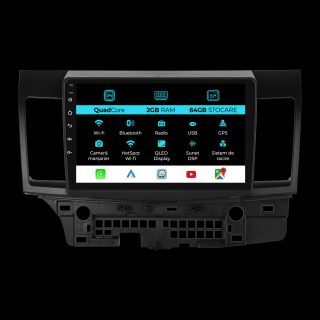 Navigatie Android Dedicata Mitsubishi Lancer (2007-2013), 9Inch, 2Gb Ram, 64Gb Stocare, Carplay