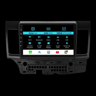 Navigatie Android Dedicata Mitsubishi Lancer (2007-2013), 9Inch, 6Gb Ram, 128Gb Stocare, Carplay