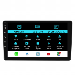 Navigatie Android Dedicata Peugeot Boxter Fiat Ducato Citroen Jumper (2006-2022), 9Inch, 4Gb Ram, 64Gb Stocare, Carplay
