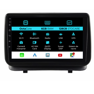 Navigatie Android Dedicata Renault Clio 3 (2005-2014), 9Inch, 6Gb Ram, 128Gb Stocare, Carplay