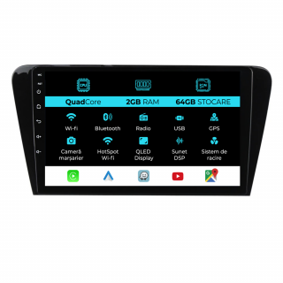 Navigatie Android Dedicata Skoda Octavia 3 (2013 - 2018) 10 Inch, 2Gb Ram, 64Gb stocare, Carplay