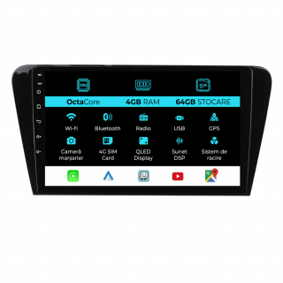 Navigatie Android Dedicata Skoda Octavia 3 (2013 - 2018) 10 Inch, 4Gb Ram, 64Gb stocare, Carplay
