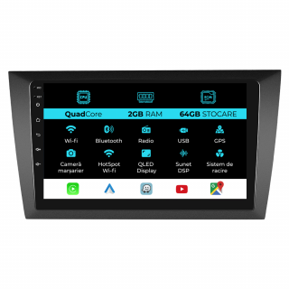 Navigatie Android Dedicata Volkswagen Golf 6 (2009 - 2013), 9 Inch, 2Gb Ram, 64Gb stocare, Carplay