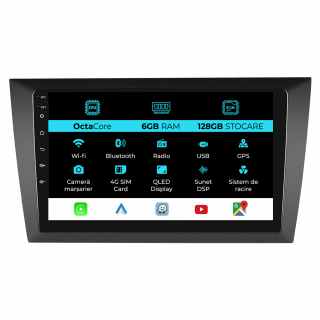 Navigatie Android Dedicata Volkswagen Golf 6 (2009 - 2013), 9 Inch, 6Gb Ram, 128Gb stocare, Carplay