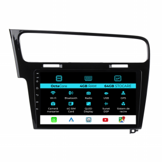 Navigatie Android Dedicata Volkswagen Golf 7 (2013-2020), 10Inch, 4Gb Ram, 64Gb Stocare,Carplay