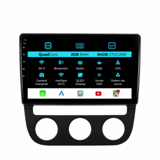 Navigatie Android Dedicata Volkswagen Golf5 Jetta (2004-2009), 10Inch, 2Gb Ram, 64Gb Stocare, Carplay