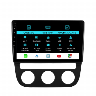 Navigatie Android Dedicata Volkswagen Golf5 Jetta (2004-2009), 10Inch, 4Gb Ram, 64Gb Stocare, Carplay