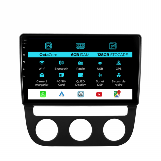 Navigatie Android Dedicata Volkswagen Golf5 Jetta (2004-2009), 10Inch, 6Gb Ram, 128Gb Stocare, Carplay