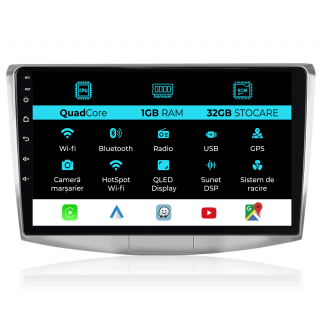 Navigatie Android Dedicata Volkswagen Passat B6, B7, CC (2005 -2015),10Inch, 1Gb Ram, 32Gb Stocare, Carplay