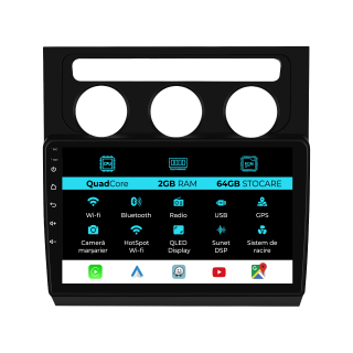 Navigatie Android Dedicata Volkswagen Touran (2003-2010), 10Inch, 2Gb Ram, 64Gb Stocare, Carplay