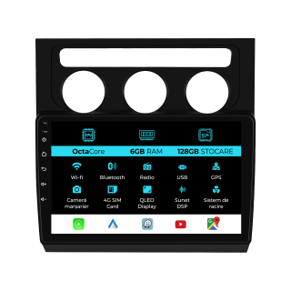 Navigatie Android Dedicata Volkswagen Touran (2003-2010), 10Inch, 6Gb Ram, 128Gb Stocare, Bluetooth, WiFi, Carplay