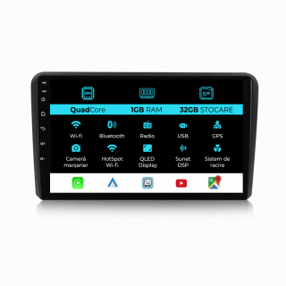 Navigatie Dedicata Audi A3 8P (2003 - 2013) 9 Inch, 1Gb Ram, 32Gb stocare, CarPlay