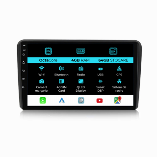 Navigatie Dedicata Audi A3 8P (2003 - 2013) 9 Inch, 4Gb Ram, 64Gb stocare, CarPlay