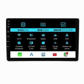 Navigatie Dedicata Audi A4 (2001 - 2008), 9 Inch, 8Gb Ram, 256Gb stocare, Carplay