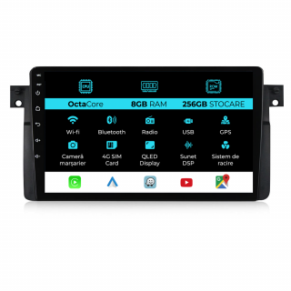 Navigatie Dedicata BMW Seria3 E46 (1997-2005), 9Inch, 8Gb Ram, 256Gb Stocare, Carplay
