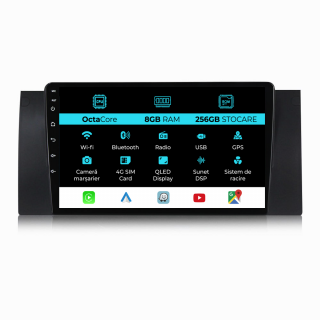 Navigatie Dedicata BMW Seria5 E39 X5 E53 (1995-2003), 9Inch, 8Gb Ram, 256Gb Stocare, Carplay